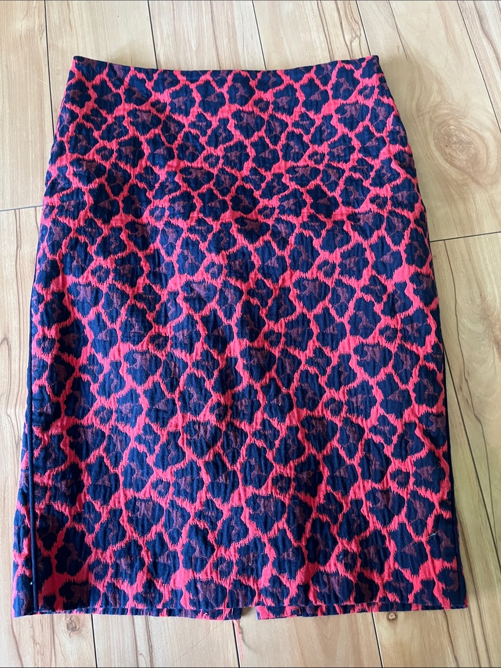 The Limited Red and Navy Leopard Print Pencil Skirt